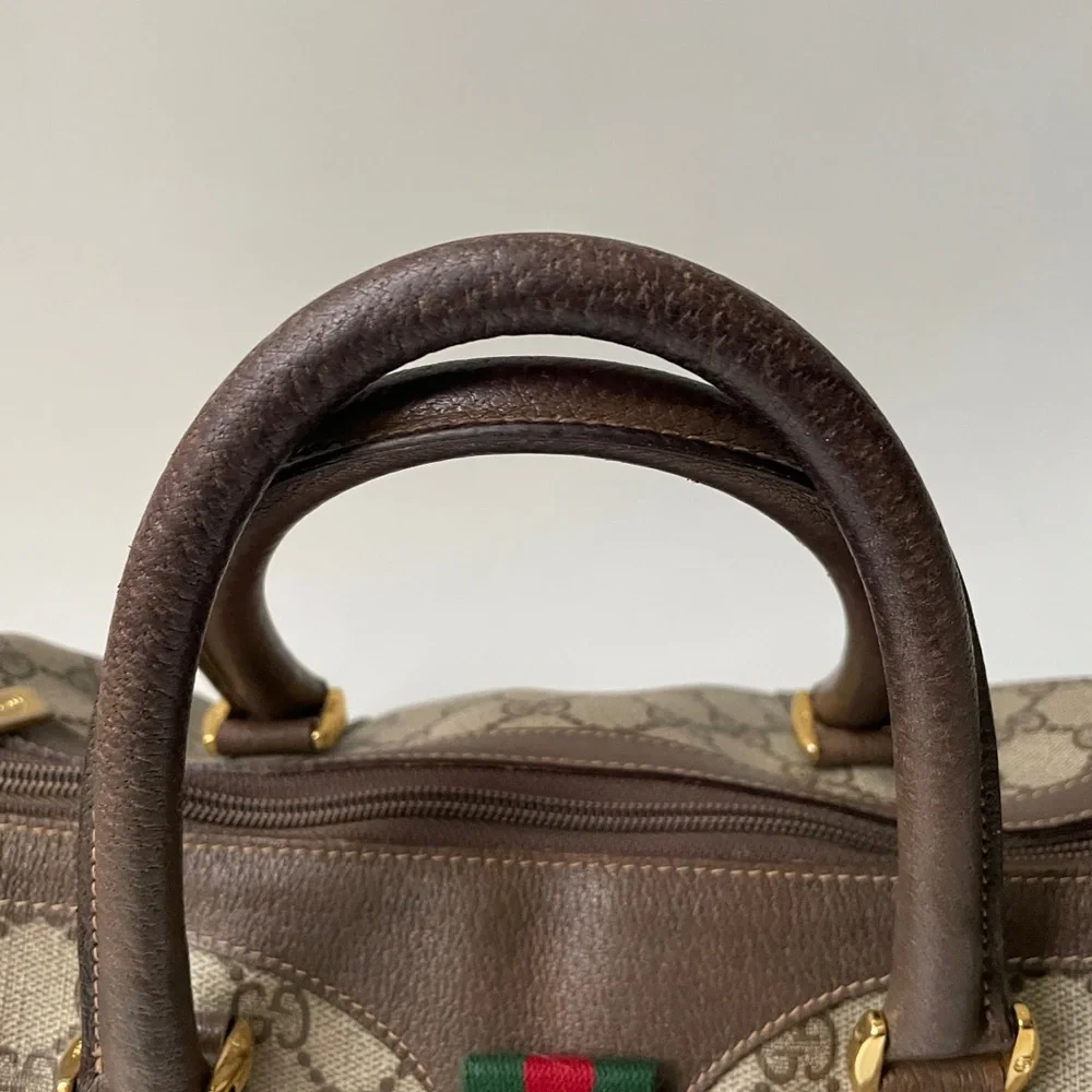 Authentic Vintage Gucci Boston Brown GG Coated Canvas Satchel - Picture 5 of 14